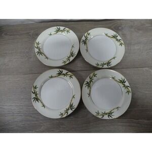 Kent China Bali Hai Bread & Butter Dessert Plates Set of 4 Bamboo Gold Trim 6.5"